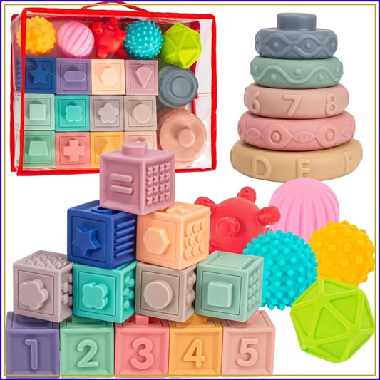 Montessori 3-in-1 Baby Toys Set for Development 0-12 Months