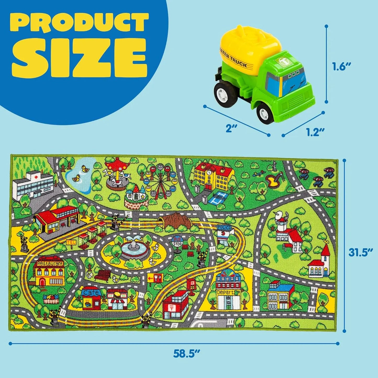 Joyfy Carpet Playmat With 12 Cars Pull Back Vehicle Set