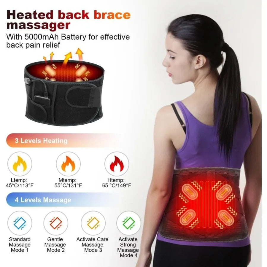 Cordless Heating Pad Back Massager Belt For Lower Back Pain Relief
