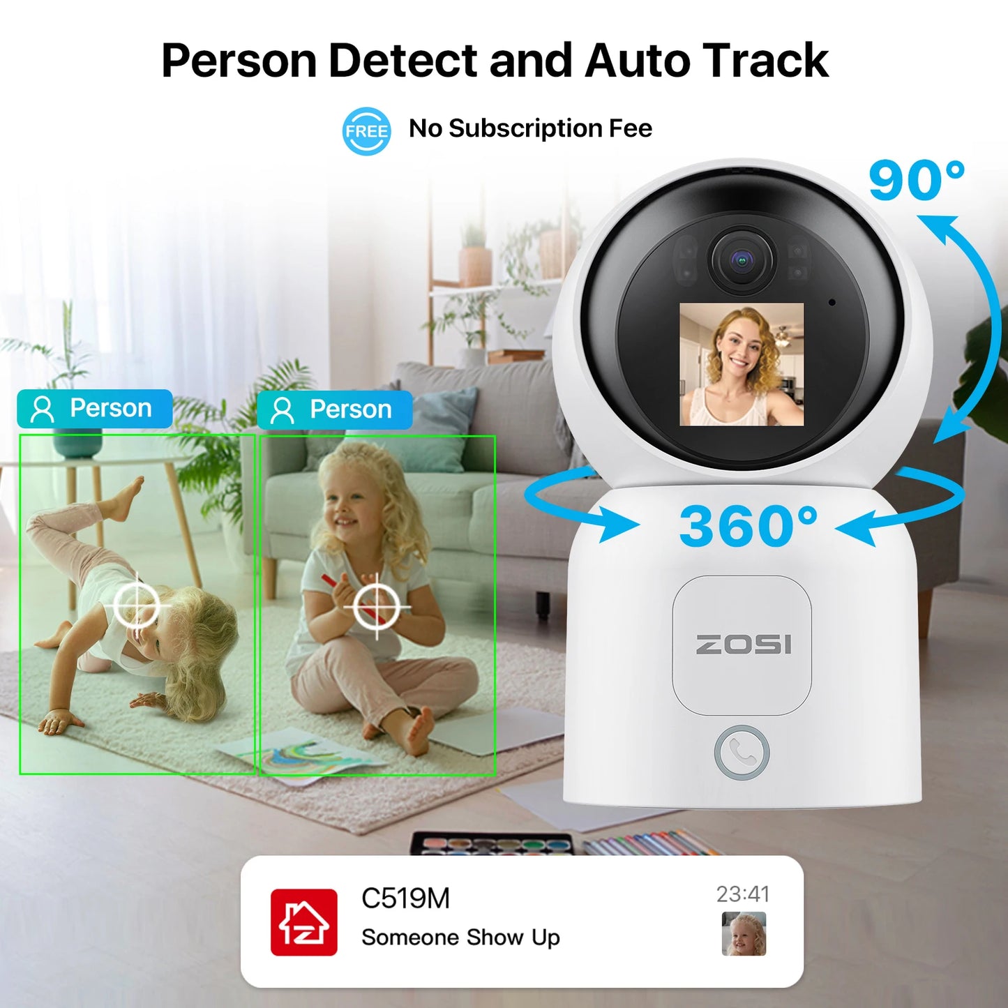 ZOSI C519M 4MP HD Indoor Baby Monitor With WiFi Video Call